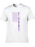 Fight T-Shirt Purple Ribbon American Flag Design