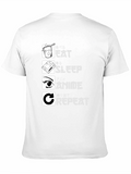Eat Sleep Anime Repeat Black T-Shirt