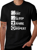 Eat Sleep Anime Repeat Black T-Shirt