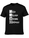 Eat Sleep Anime Repeat Black T-Shirt