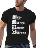 Eat Sleep Anime Repeat Black T-Shirt