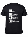 Eat Sleep Anime Repeat Black T-Shirt