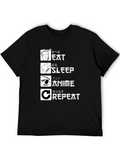Eat Sleep Anime Repeat Black T-Shirt