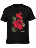 Rose Graphic Print Black T-Shirt