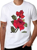 Rose Graphic Print Black T-Shirt