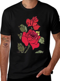 Rose Graphic Print Black T-Shirt
