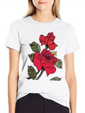 Rose Graphic Print Black T-Shirt