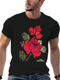 Rose Graphic Print Black T-Shirt