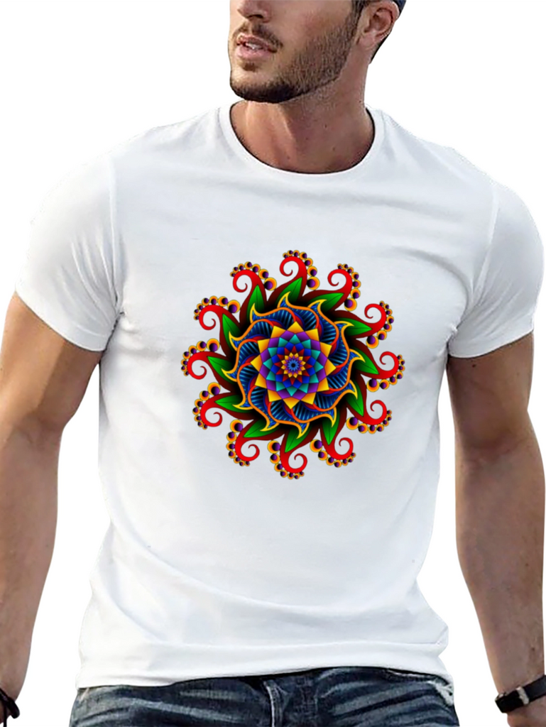 Vibrant Mandala Graphic Tee - Unisex Black T-Shirt