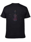Musical Notes Violin Graphic Tee - Black