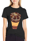 Chocolate Ice Cream Cone Graphic T-Shirt