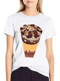 Chocolate Ice Cream Cone Graphic T-Shirt