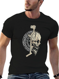 Viking Skull Graphic T-Shirt - Black