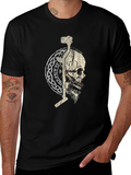 Viking Skull Graphic T-Shirt - Black