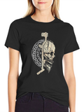 Viking Skull Graphic T-Shirt - Black