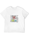 Whimsical Cartoon Graphic Black T-Shirt