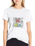 Whimsical Cartoon Graphic Black T-Shirt