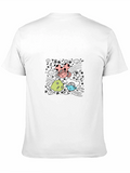 Whimsical Cartoon Graphic Black T-Shirt