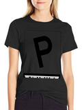 Modern Letter P Graphic Tee - Black
