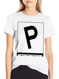 Modern Letter P Graphic Tee - Black