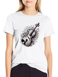 Musical Violin Graphic Tee - Black