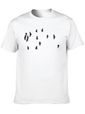 Mens Black T-Shirt with Bird Silhouette Graphic