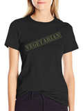 Vegetarian Graphic Print Black T-Shirt