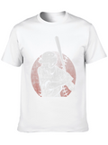 Baseball Player Graphic T-Shirt - Black Cotton Tee