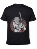 Baseball Player Graphic T-Shirt - Black Cotton Tee