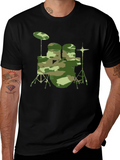 Camouflage Drum Set Graphic Tee
