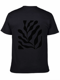 Abstract Leaf Print Black T-Shirt