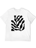 Abstract Leaf Print Black T-Shirt