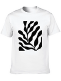 Abstract Leaf Print Black T-Shirt