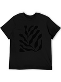 Abstract Leaf Print Black T-Shirt