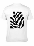 Abstract Leaf Print Black T-Shirt