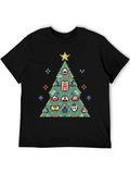Pixel Art Christmas Tree Graphic Tee