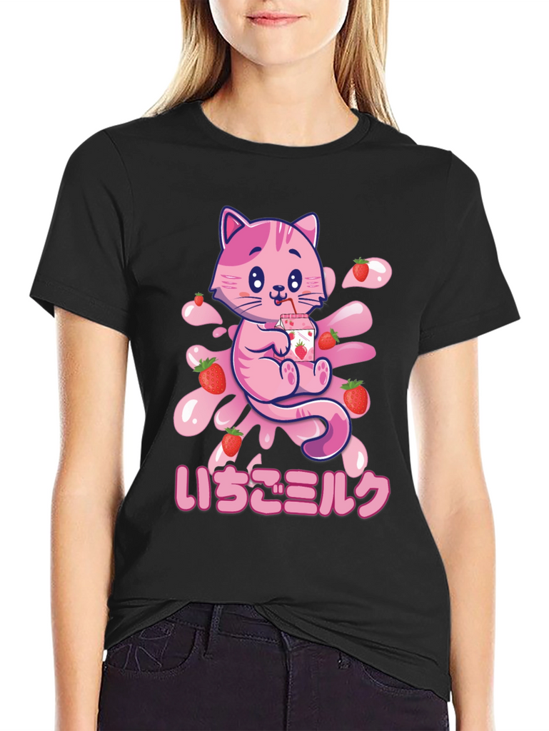 Strawberry Milk Cat Graphic Tee