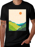 Abstract Landscape Graphic Tee - Black