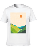 Abstract Landscape Graphic Tee - Black