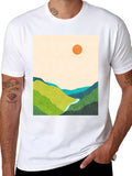 Abstract Landscape Graphic Tee - Black