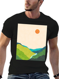 Abstract Landscape Graphic Tee - Black
