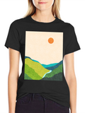 Abstract Landscape Graphic Tee - Black
