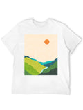 Abstract Landscape Graphic Tee - Black