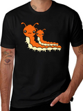 Cute Cartoon Caterpillar Graphic T-Shirt