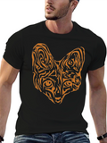 Tribal Cat Graphic T-Shirt - Black