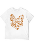 Tribal Cat Graphic T-Shirt - Black