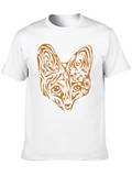 Tribal Cat Graphic T-Shirt - Black