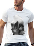 Abstract Feather Graphic Black T-Shirt