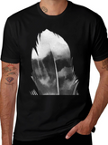 Abstract Feather Graphic Black T-Shirt