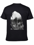 Abstract Feather Graphic Black T-Shirt